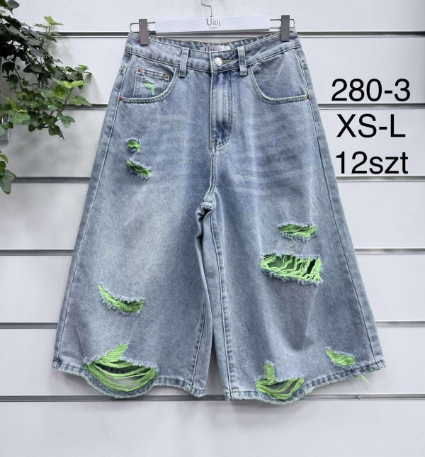 Rybaczki damskie jeans Roz XS-L, 1 Kolor .Paczka 10 szt